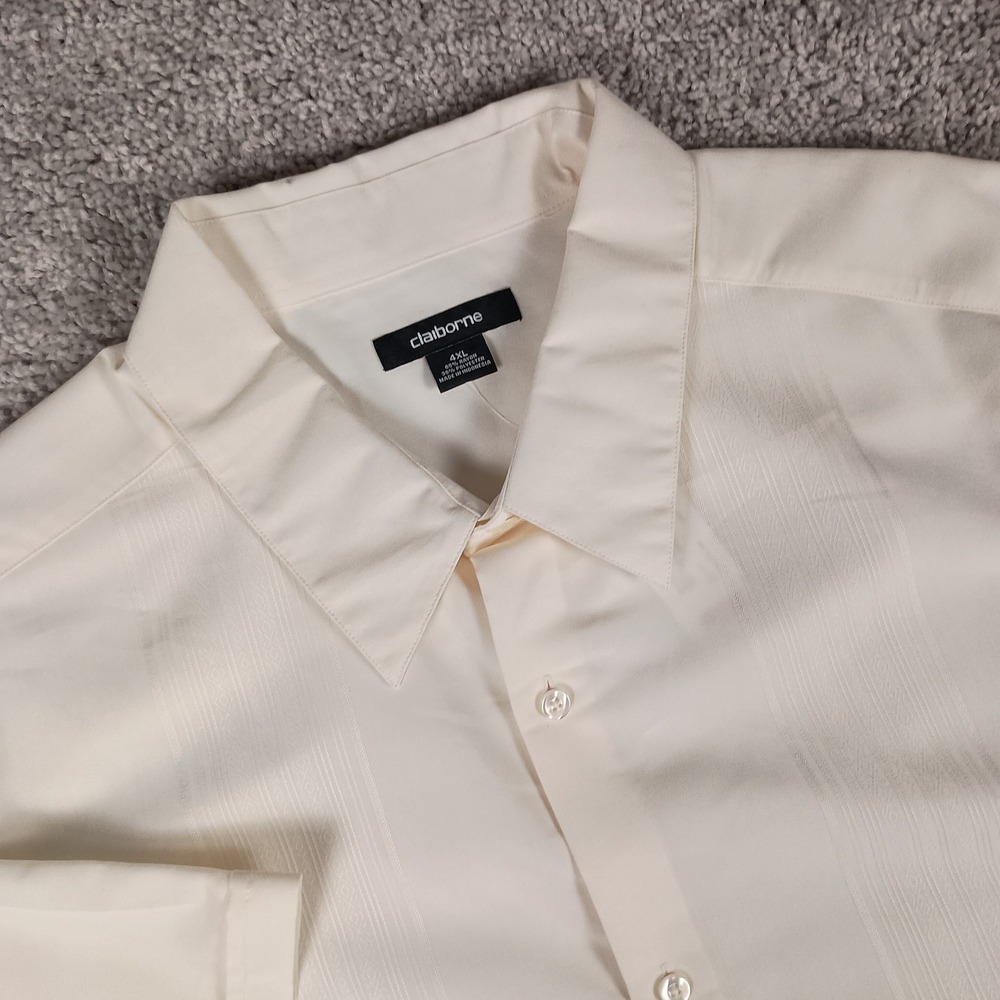 NEW Claiborne Button Down Shirt Mens 4XL Short Sleeve Embroidered Panel NWT